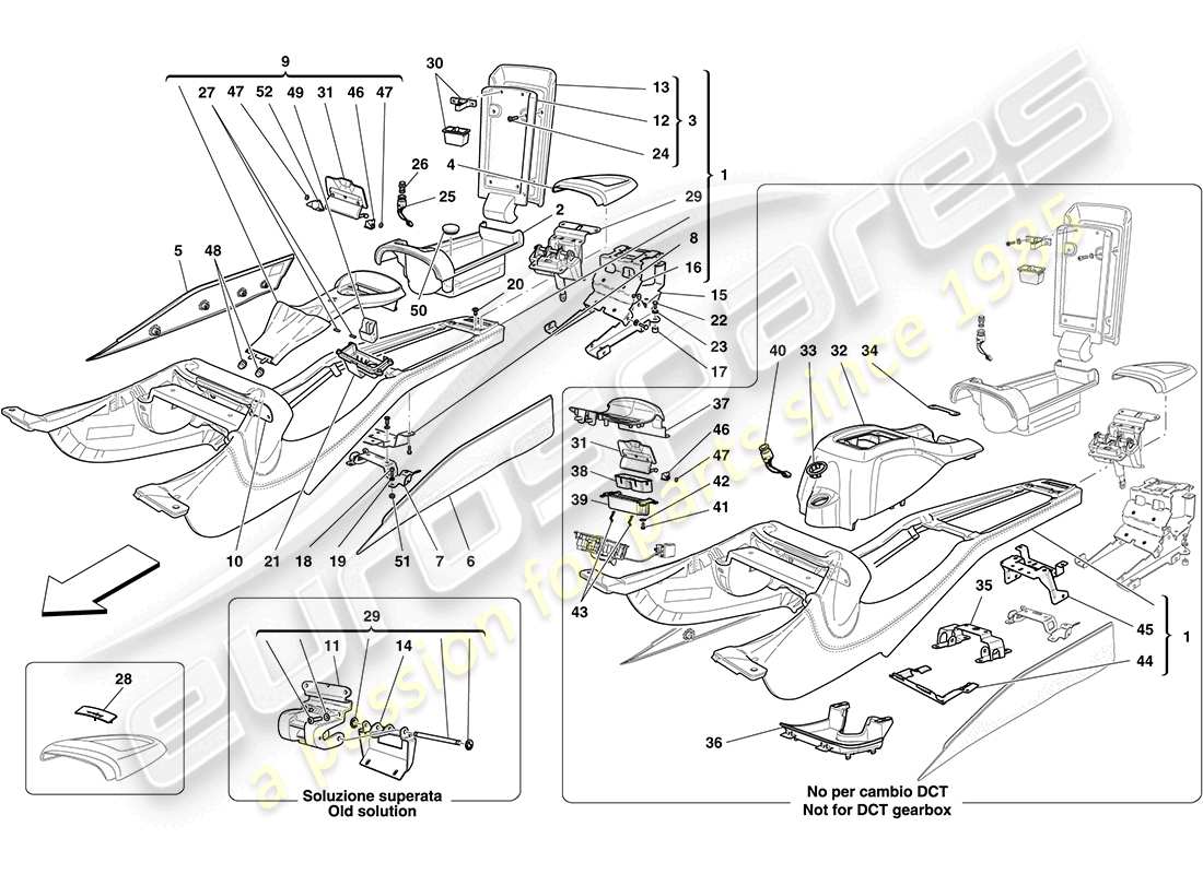 Ferrari California (RHD) CENTRE TUNNEL AND ACCESSORY UNIT Part Diagram