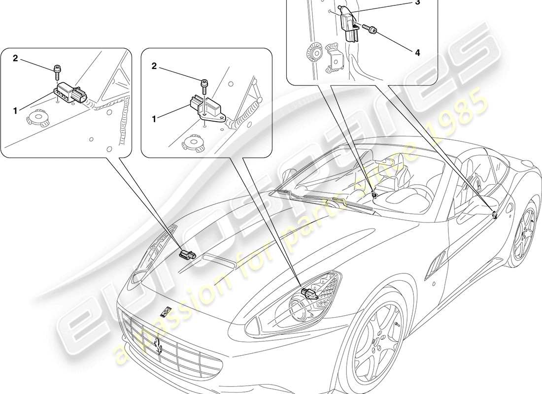 Ferrari California (RHD) AIRBAG SYSTEM Part Diagram
