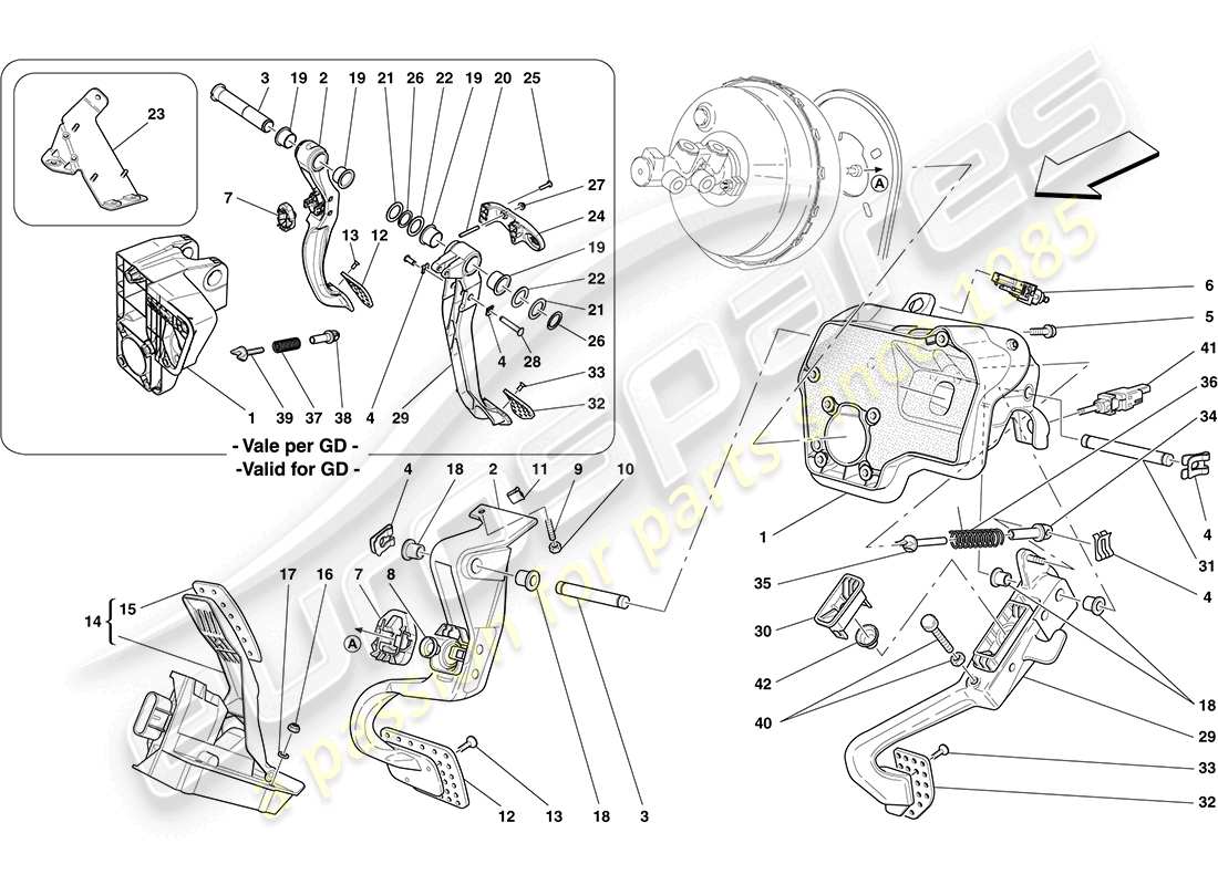 Ferrari California (USA) COMPLETE PEDAL BOARD ASSEMBLY Part Diagram