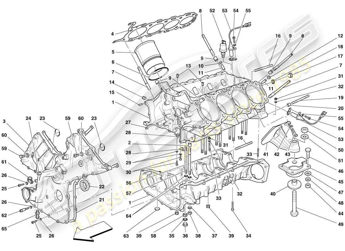 Ferrari F430 Scuderia Spider 16M (RHD) crankcase Part Diagram