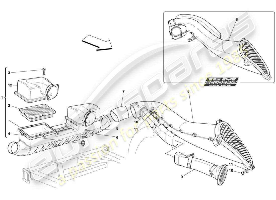 Ferrari F430 Scuderia Spider 16M (RHD) AIR INTAKE Part Diagram