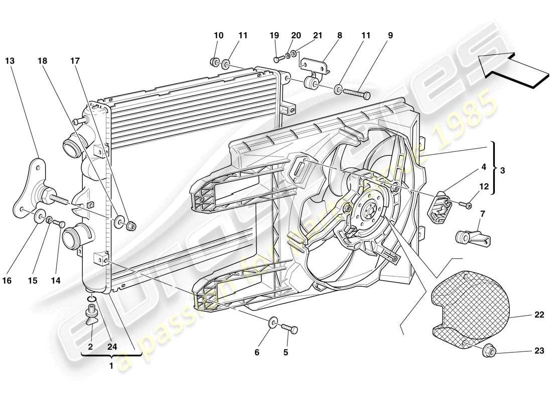 Ferrari F430 Scuderia Spider 16M (RHD) Cooling System Radiators Part Diagram