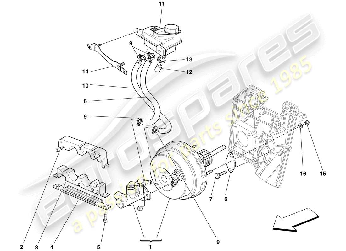 Ferrari F430 Scuderia Spider 16M (RHD) HYDRAULIC BRAKE AND CLUTCH CONTROLS Parts Diagram