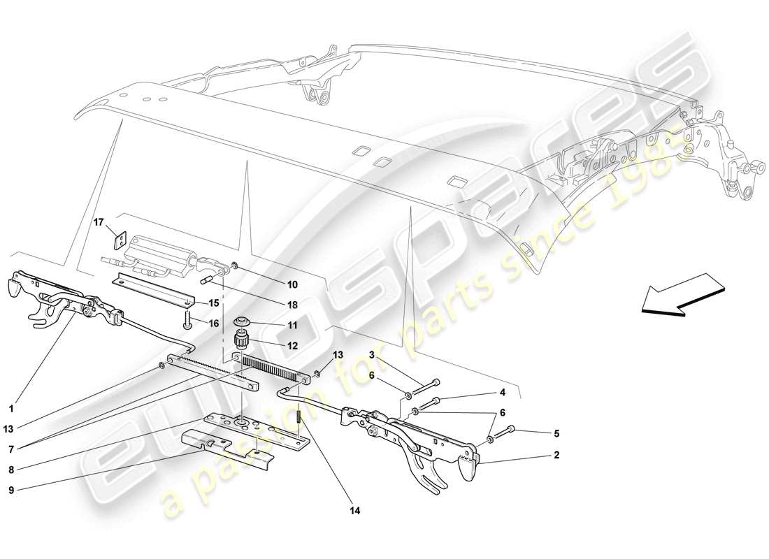 Ferrari F430 Scuderia Spider 16M (RHD) FRONT ROOF LATCH Parts Diagram