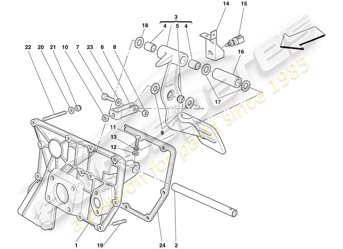Ferrari F430 Scuderia Spider 16M (USA) Pedal Board Part Diagram