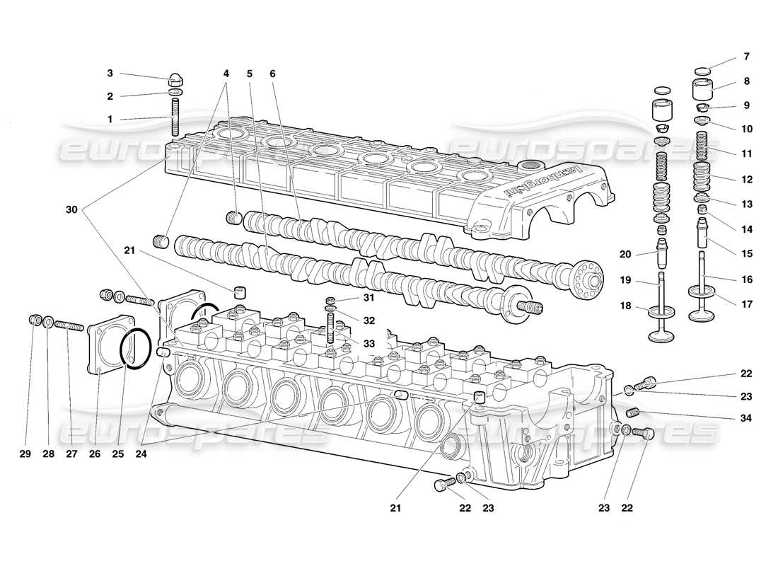 Lamborghini Diablo SV (1998) left cylinder head Part Diagram