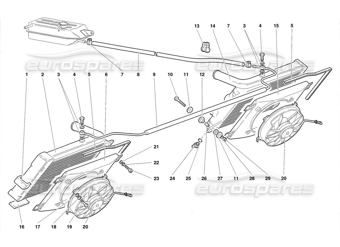 Lamborghini Diablo SV (1998) Radiators and Electro-Fans Part Diagram