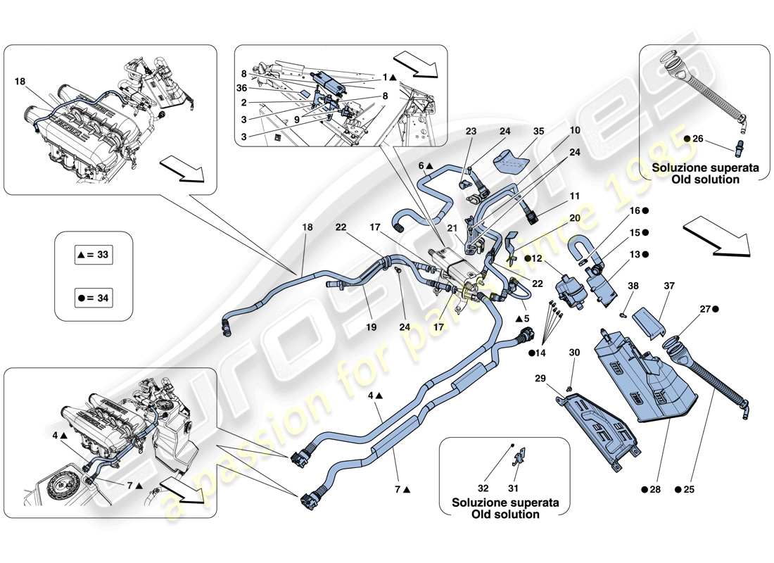 Ferrari 458 Italia (RHD) evaporative emissions control system Part Diagram