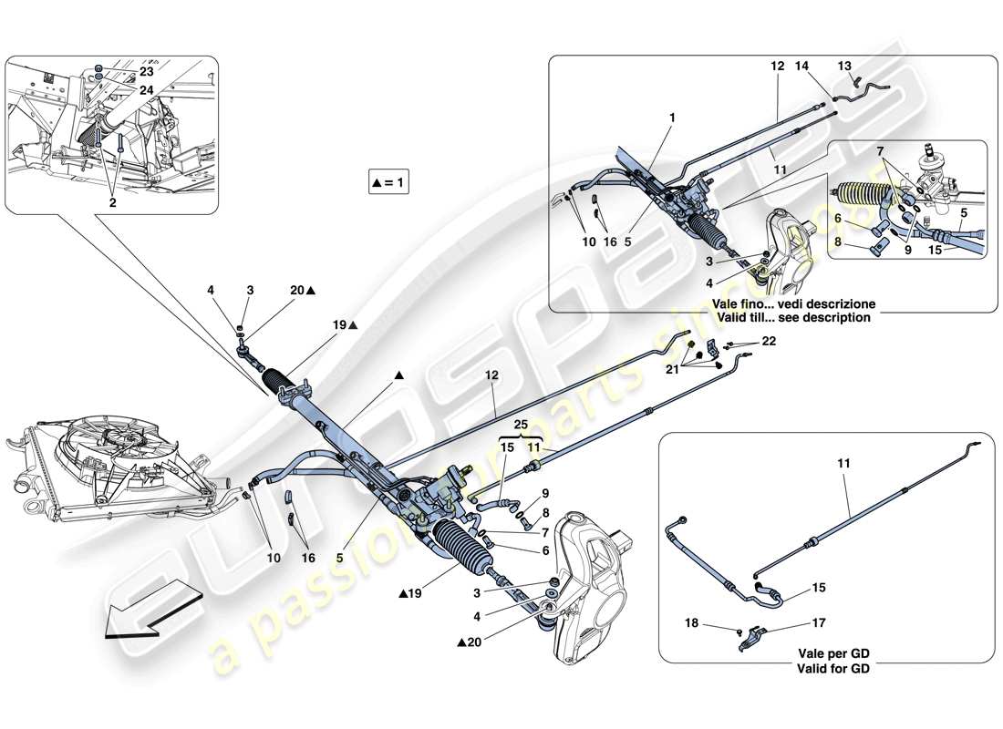 Ferrari 458 Italia (RHD) HYDRAULIC POWER STEERING BOX Part Diagram