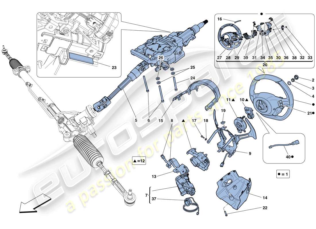 Ferrari 458 Italia (RHD) Steering Control Part Diagram