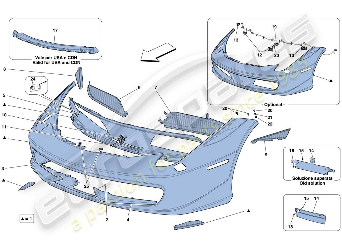 Ferrari 458 Italia (RHD) FRONT BUMPER Part Diagram