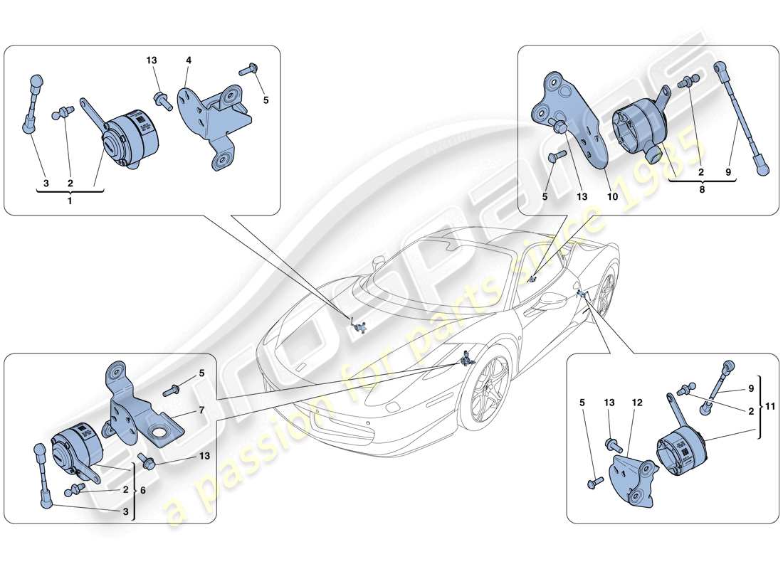 Ferrari 458 Italia (RHD) ELECTRONIC MANAGEMENT (SUSPENSION) Part Diagram