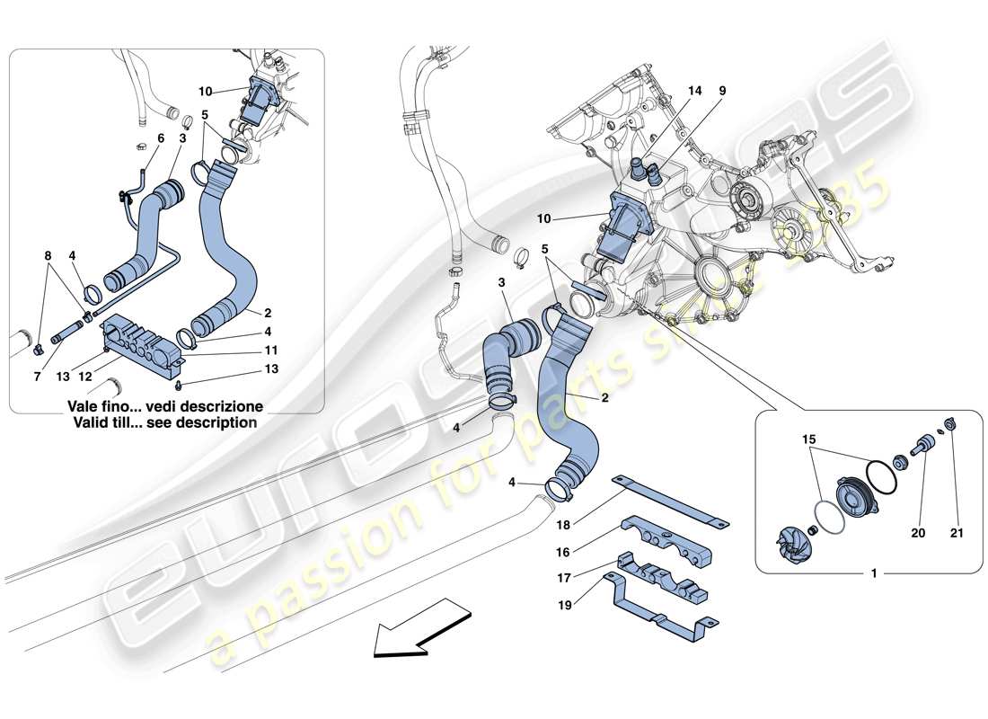 Ferrari 458 Italia (USA) COOLING - WATER PUMP Part Diagram