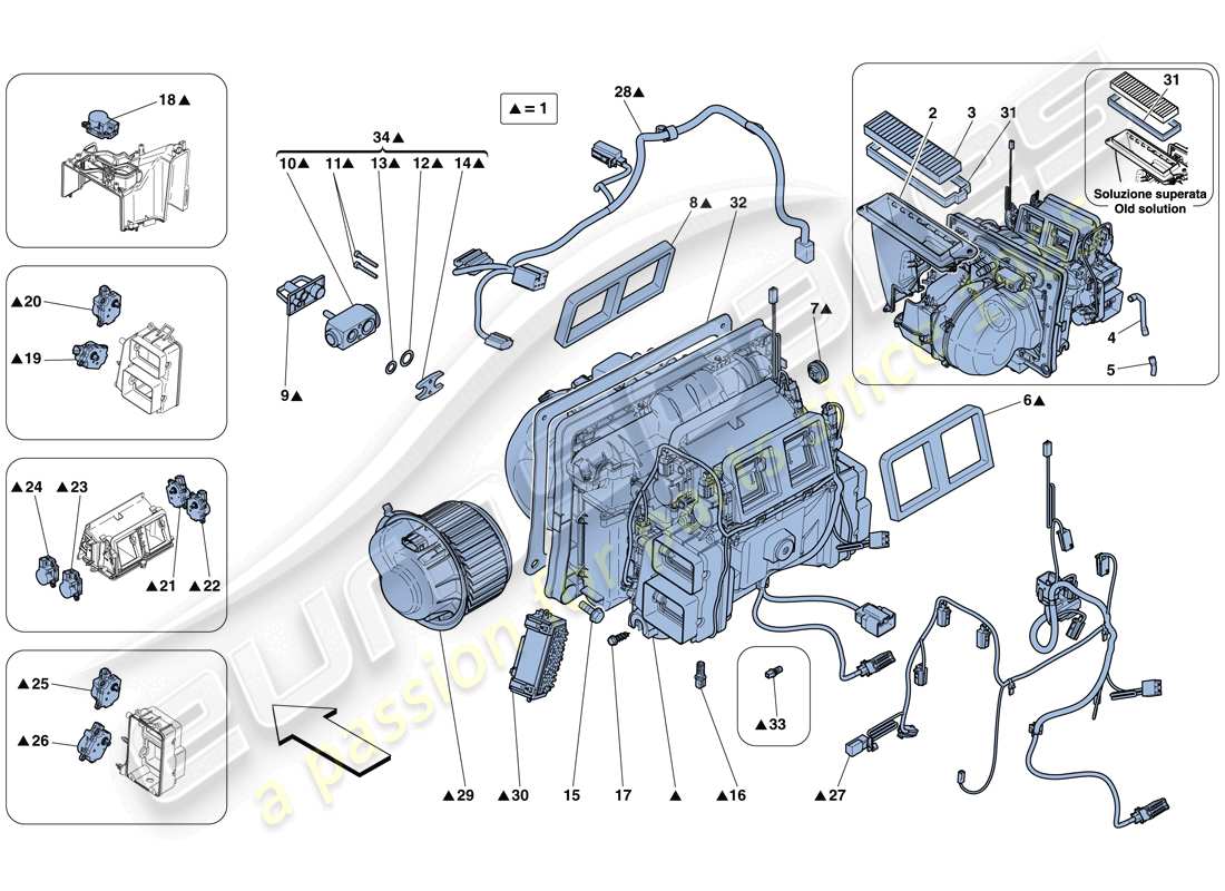 Ferrari 458 Italia (USA) EVAPORATOR UNIT Part Diagram