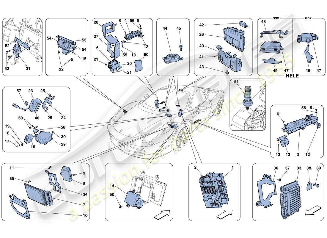 Ferrari 458 Italia (USA) VEHICLE ECUs Part Diagram