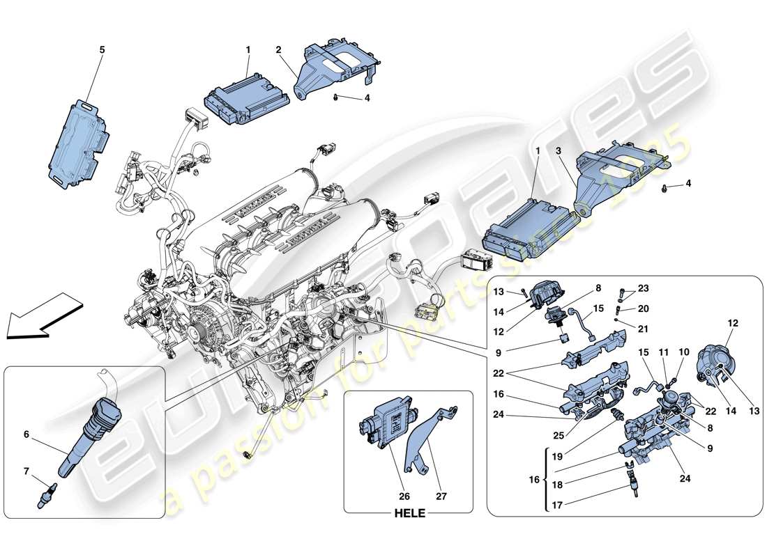 Ferrari 458 Spider (Europe) injection - ignition system Parts Diagram