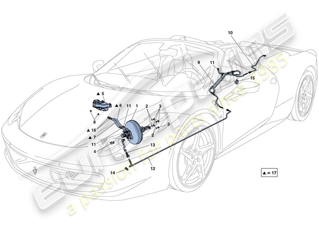 Ferrari 458 Spider (Europe) Power Steering System Parts Diagram