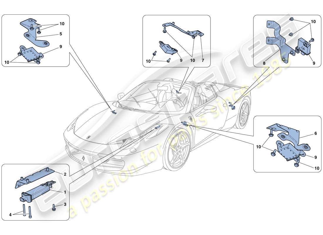 Ferrari 458 Spider (Europe) TYRE PRESSURE MONITORING SYSTEM Parts Diagram