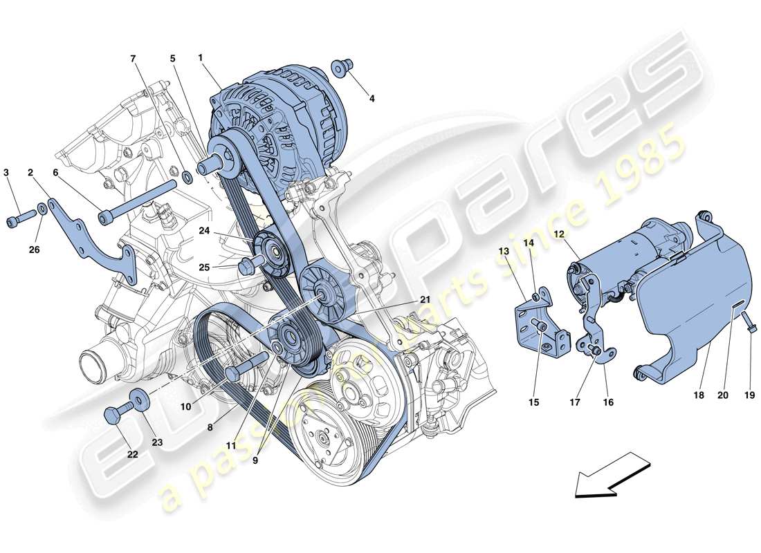 Ferrari 458 Spider (Europe) ALTERNATOR - STARTER MOTOR Part Diagram