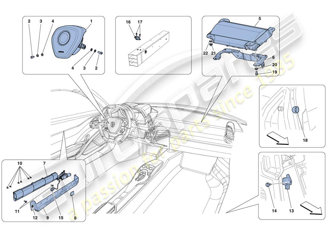 Ferrari 458 Spider (Europe) AIRBAGS Part Diagram