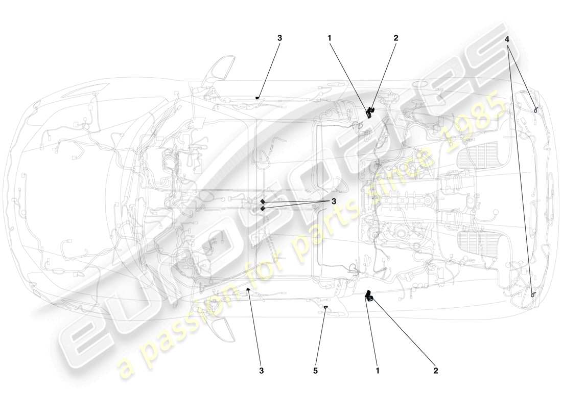 Ferrari 458 Spider (Europe) VARIOUS FASTENINGS FOR THE ELECTRICAL SYSTEM Part Diagram