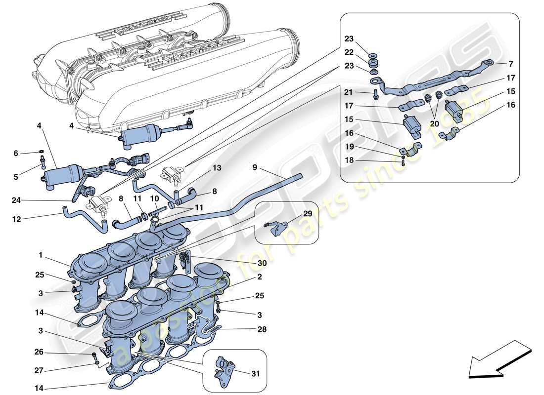 Ferrari 458 458 Spider (USA) 0013 INTAKE MANIFOLD Part Diagram.