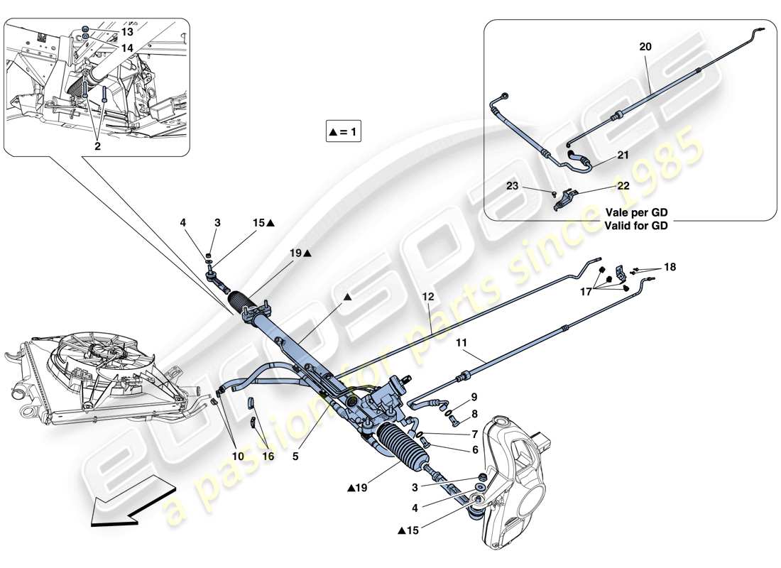 Ferrari 458 Spider (USA) HYDRAULIC POWER STEERING BOX Part Diagram