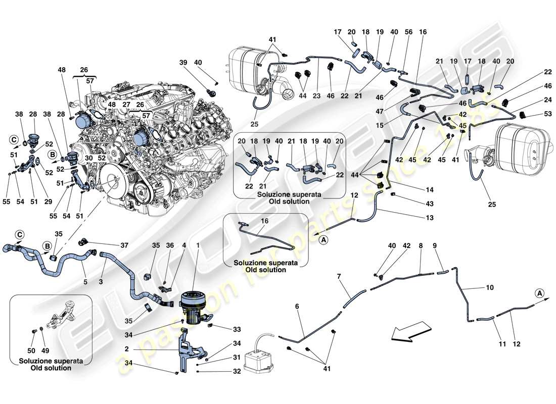 Ferrari California T (USA) secondary air system Part Diagram