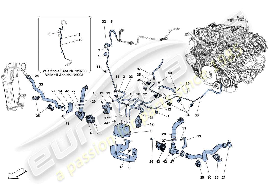 Ferrari California T (USA) TURBOCHARGING SYSTEM ADJUSTMENTS Part Diagram
