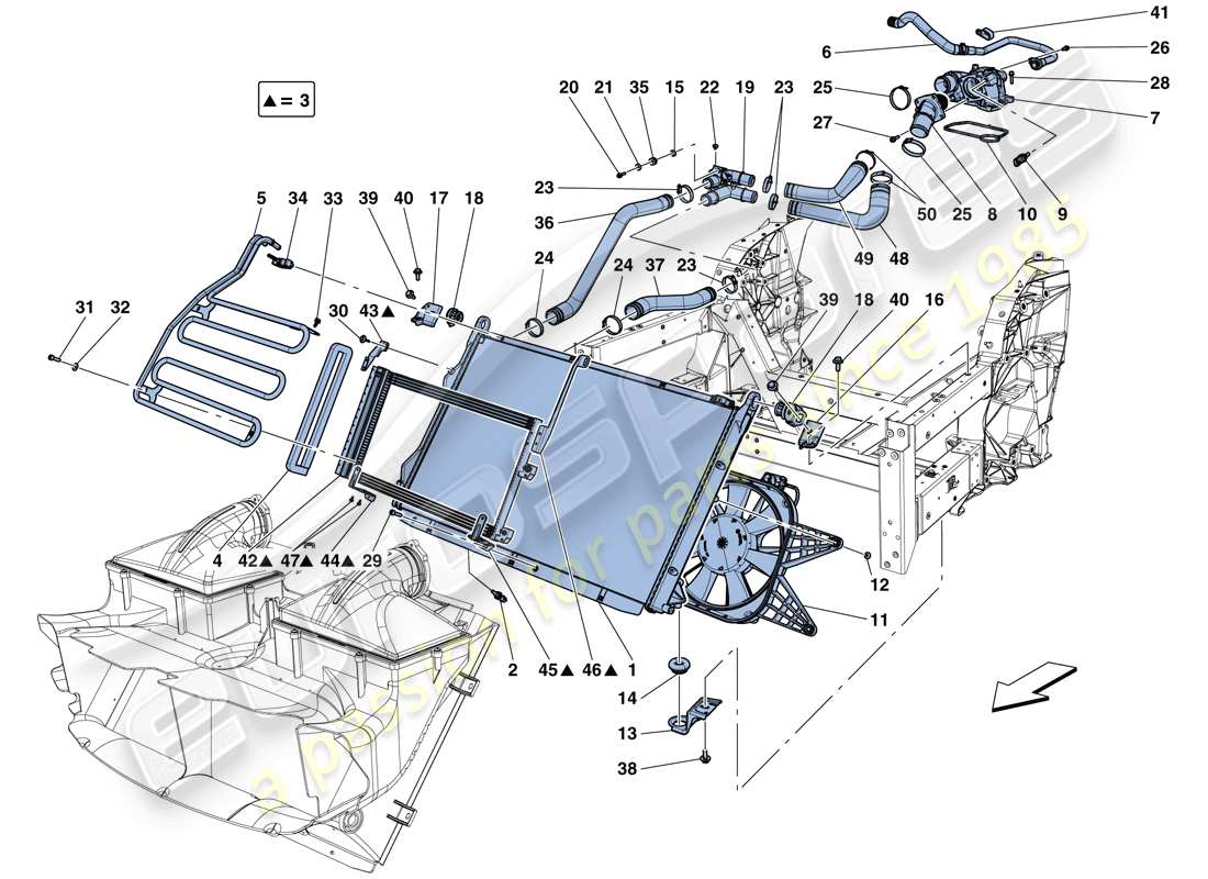 Ferrari California T (USA) COOLING: RADIATORS AND AIR DUCTS Part Diagram