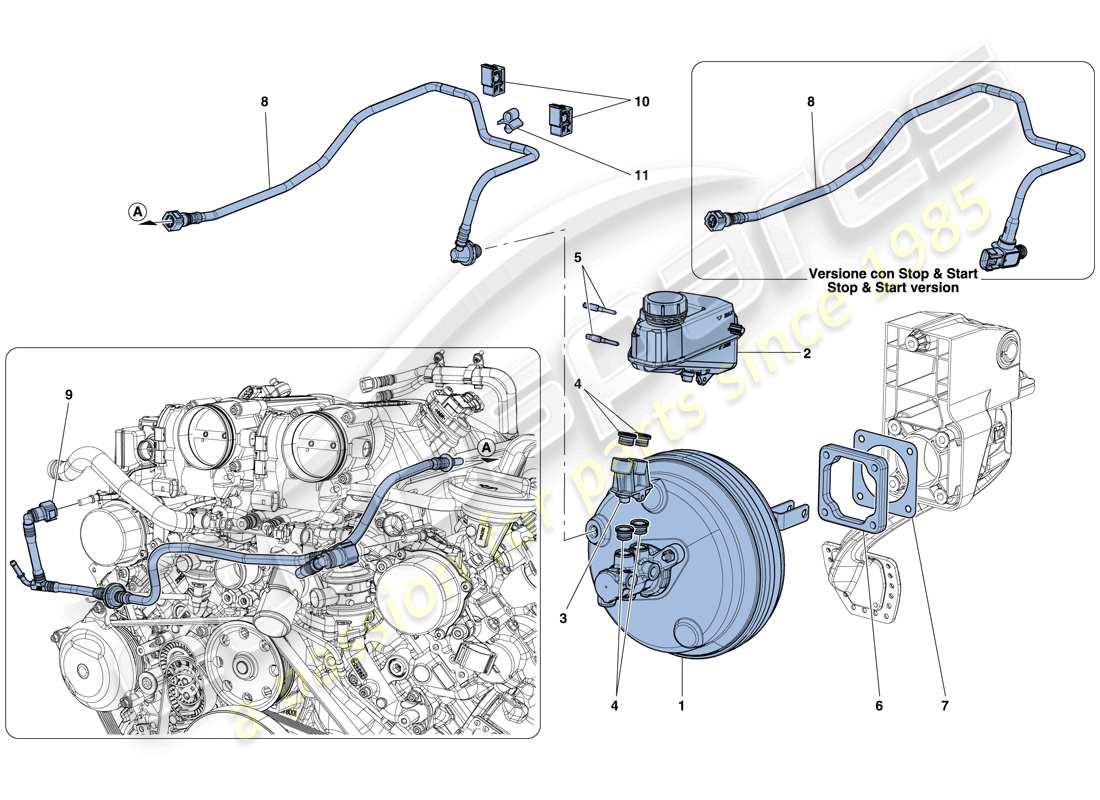Ferrari California T (USA) SERVO BRAKE SYSTEM Part Diagram