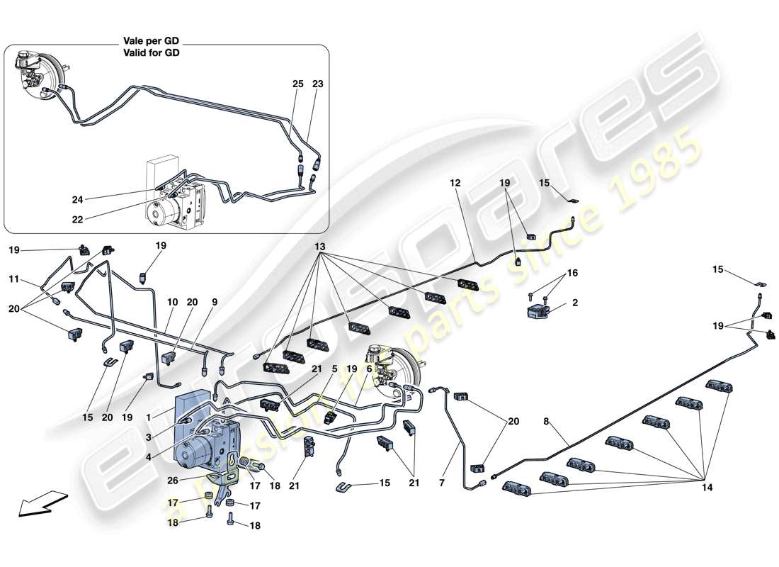 Ferrari California T (USA) Brake System Part Diagram