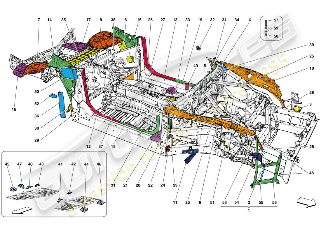 Ferrari California T (USA) CHASSIS COMPLETION Part Diagram