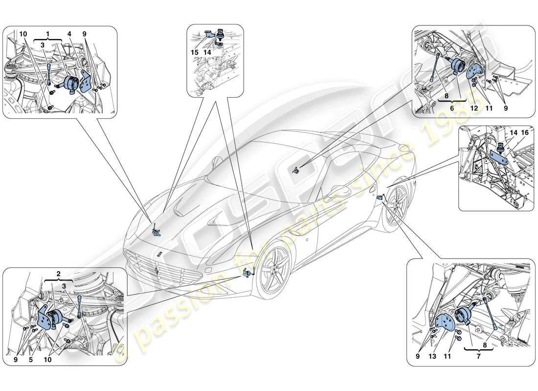 Ferrari California T (USA) ELECTRONIC MANAGEMENT (SUSPENSION) Part Diagram