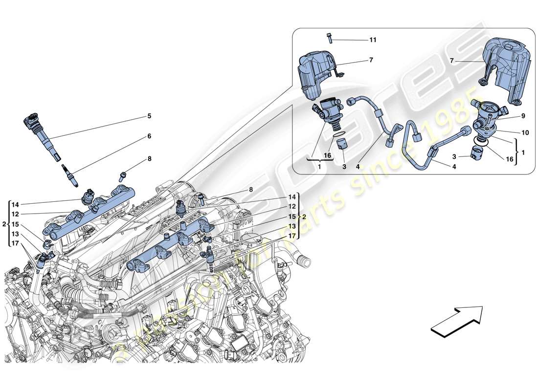 Ferrari California T (RHD) injection - ignition system Part Diagram
