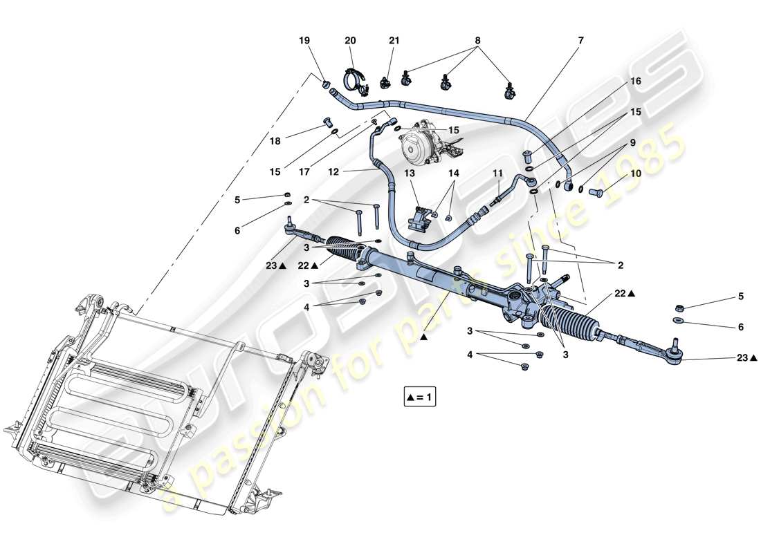 Ferrari California T (RHD) HYDRAULIC POWER STEERING BOX Parts Diagram