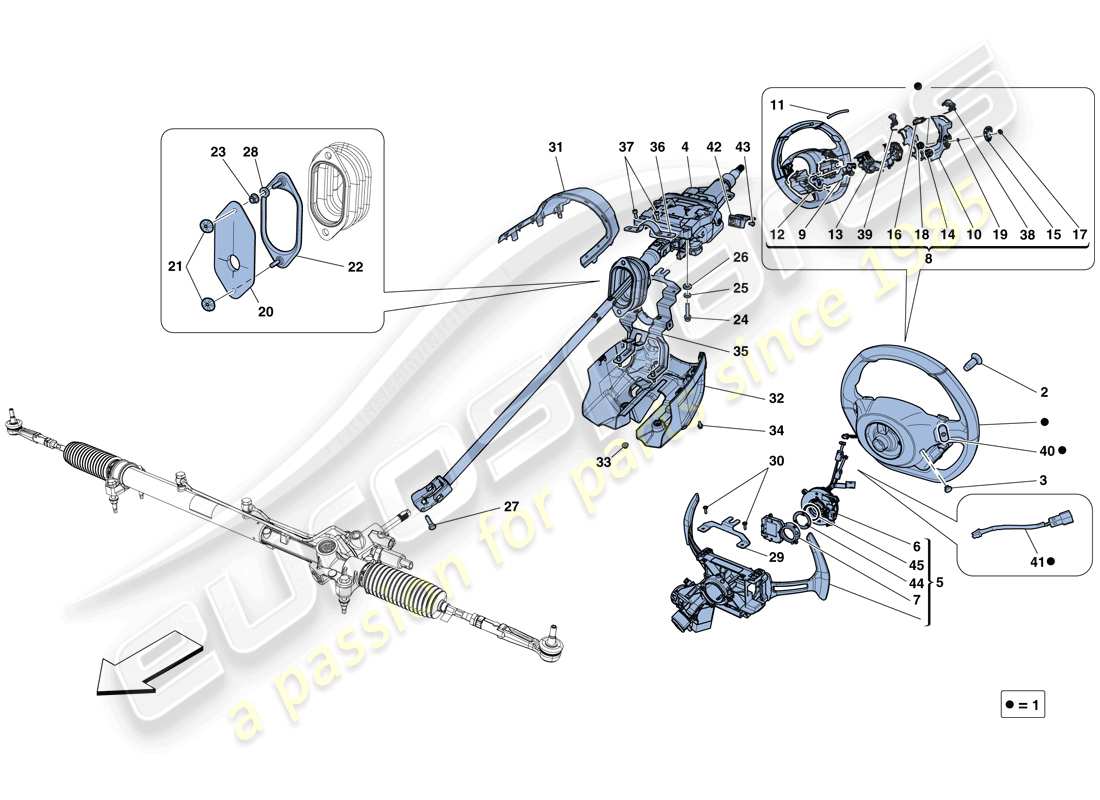 Ferrari California T (RHD) Steering Control Parts Diagram