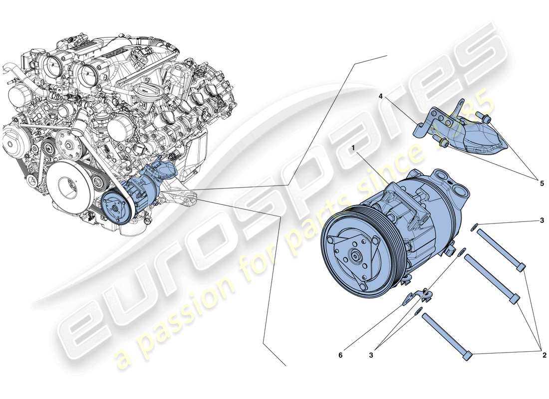 Ferrari California T (RHD) AC SYSTEM COMPRESSOR Parts Diagram