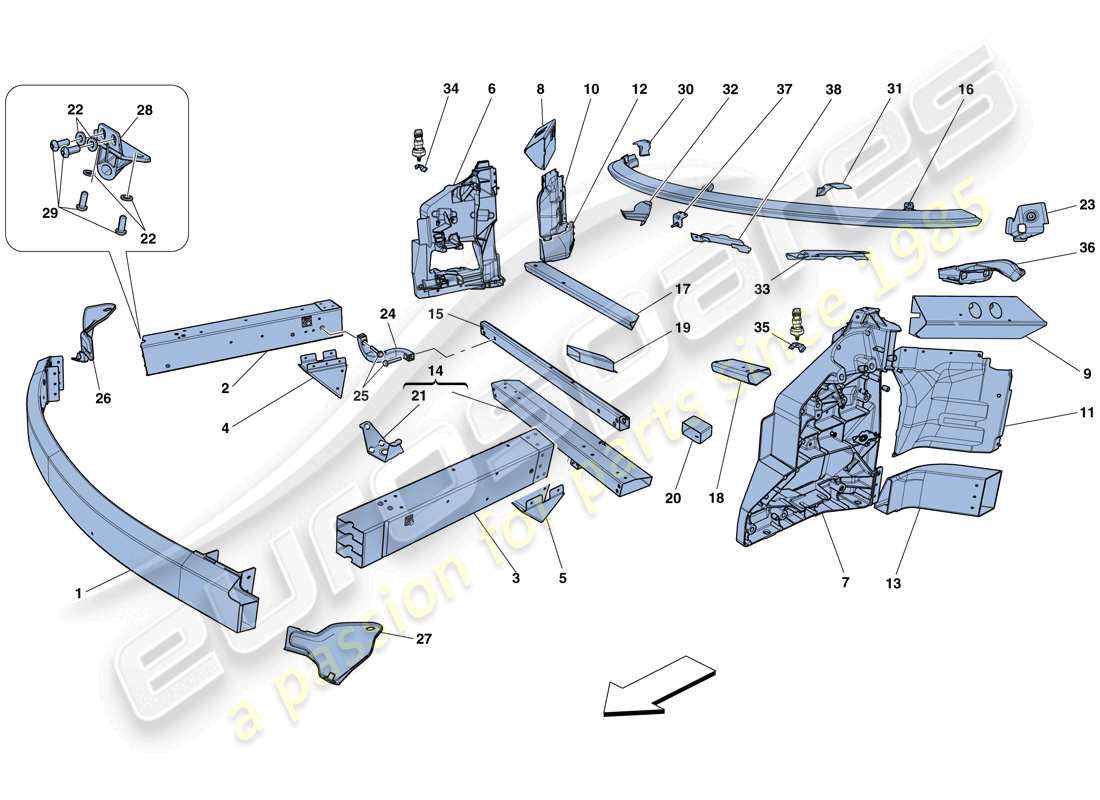 Ferrari 458 Speciale (Europe) CHASSIS - STRUCTURE, FRONT ELEMENTS AND PANELS Part Diagram