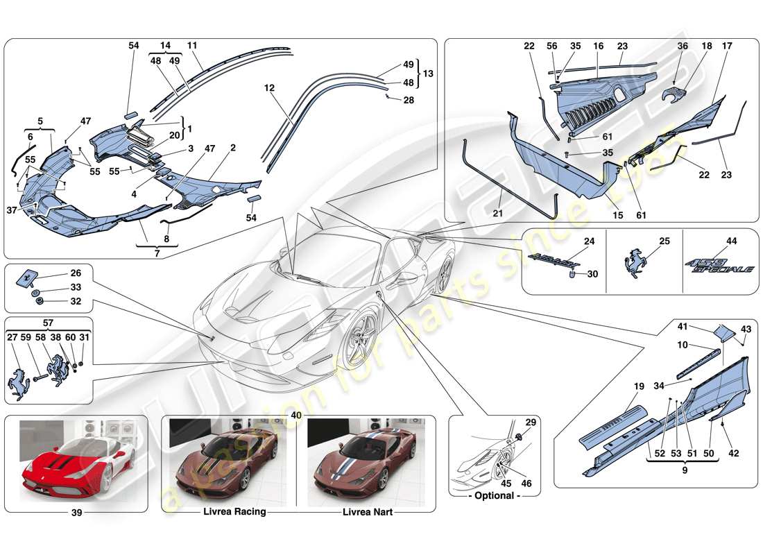 Ferrari 458 Speciale (Europe) SHIELDS - EXTERNAL TRIM Part Diagram