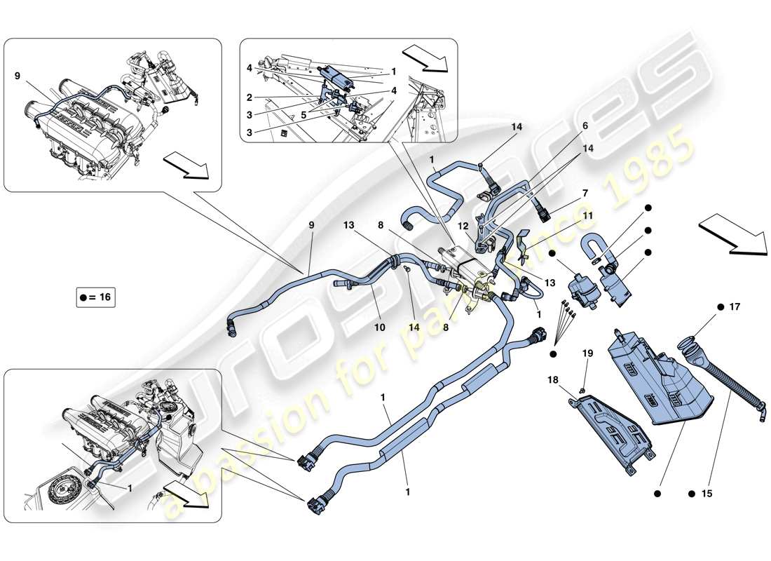 Ferrari 458 Speciale (RHD) evaporative emissions control system Part Diagram
