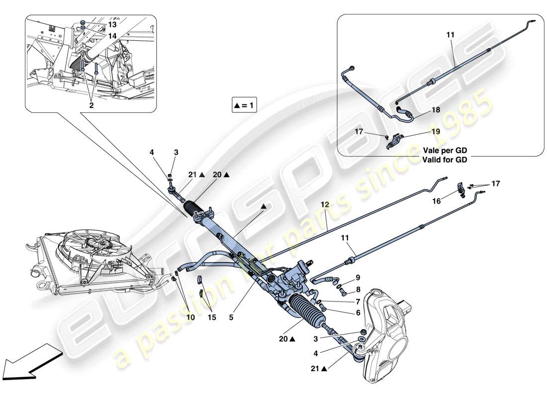 Ferrari 458 Speciale (RHD) HYDRAULIC POWER STEERING BOX Part Diagram
