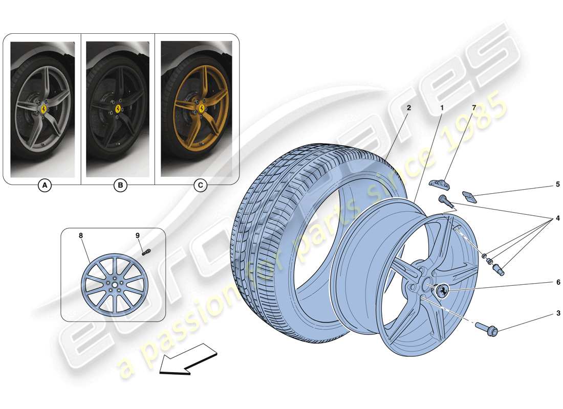 Ferrari 458 Speciale (RHD) Wheels Part Diagram