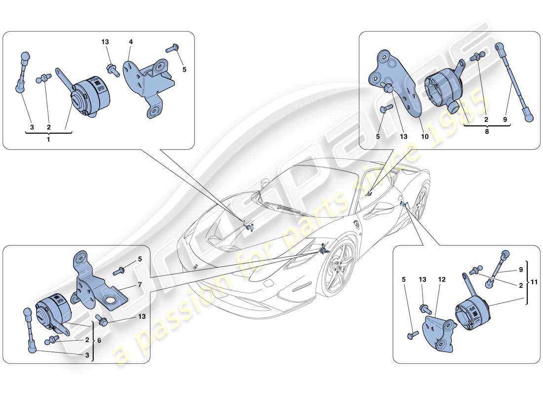Ferrari 458 Speciale (RHD) ELECTRONIC MANAGEMENT (SUSPENSION) Part Diagram