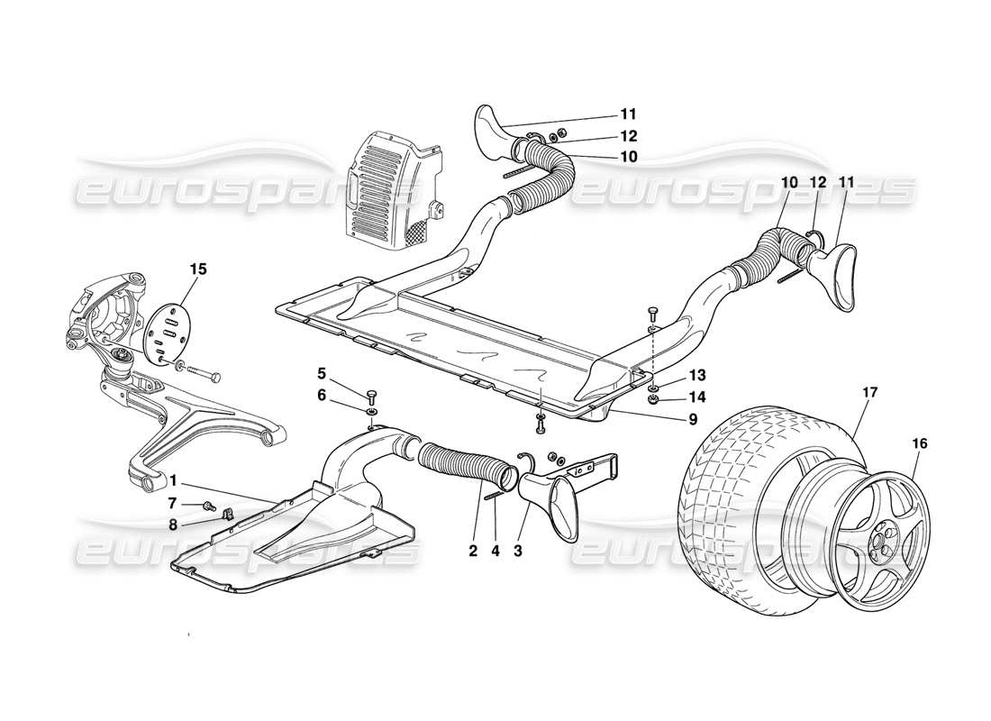 Ferrari 348 Challenge (1995) Wheels and Brake Air Intakes Part Diagram
