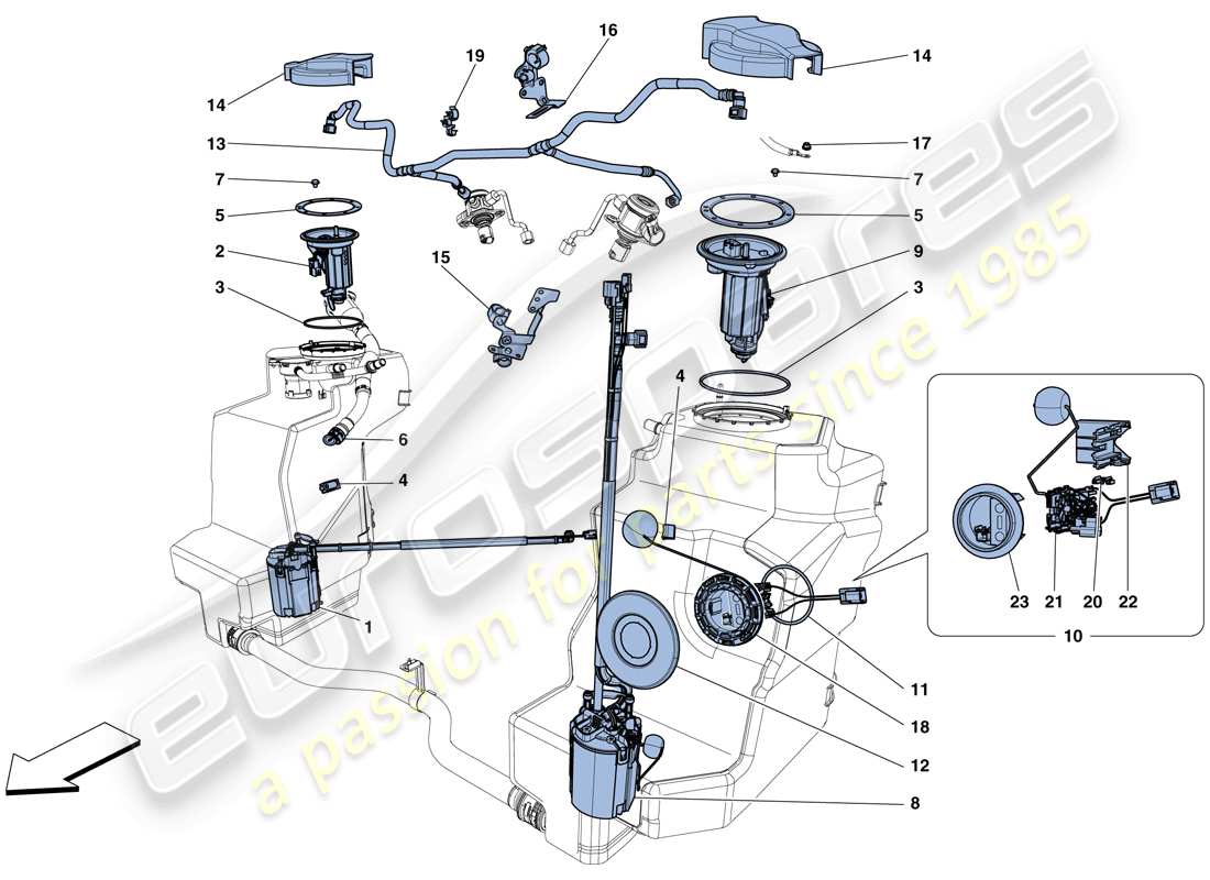 Ferrari 458 Speciale (USA) fuel system pumps and pipes Part Diagram