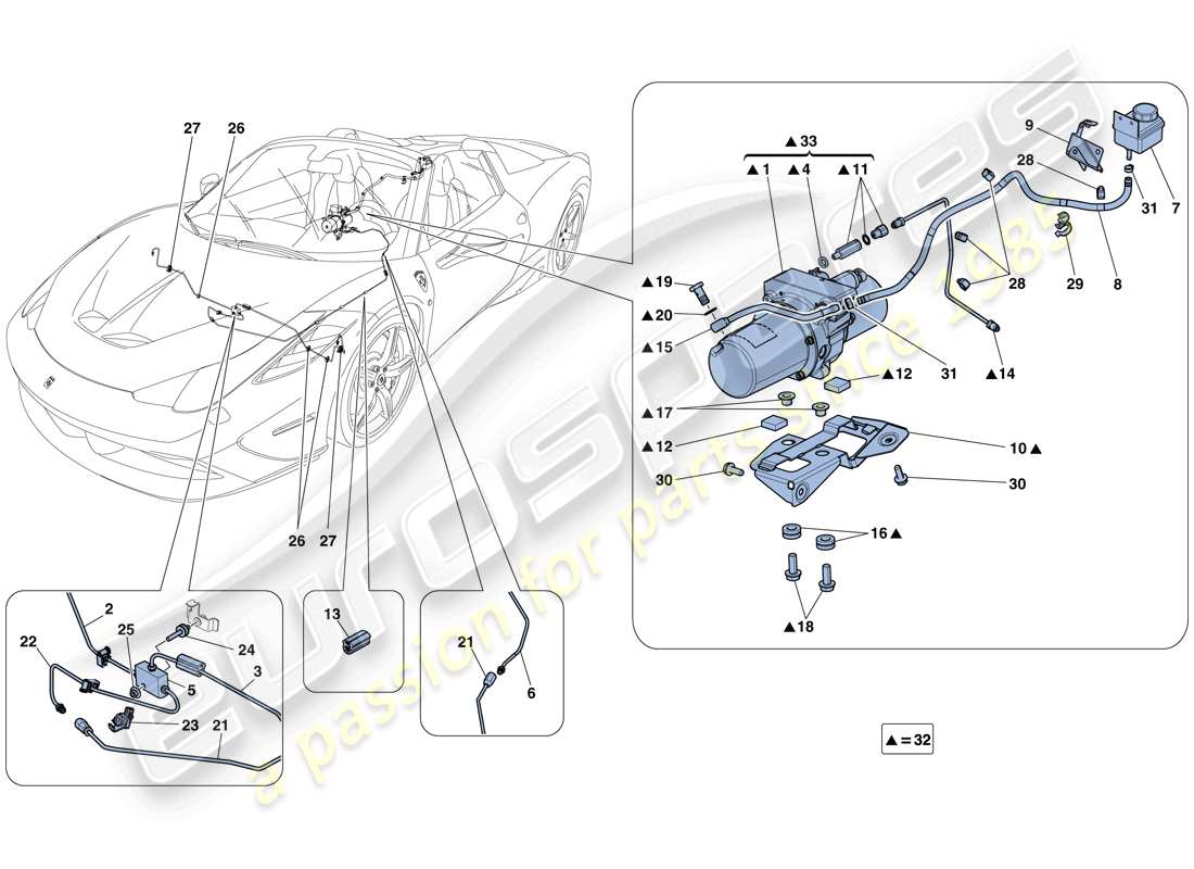 Ferrari 458 Speciale Aperta (Europe) VEHICLE LIFT SYSTEM Part Diagram