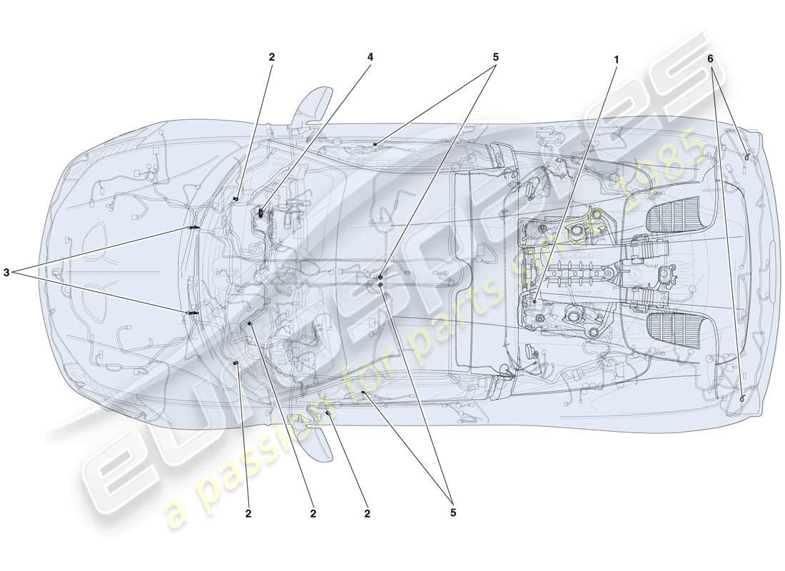 Ferrari 458 Speciale Aperta (Europe) VARIOUS FASTENINGS FOR THE ELECTRICAL SYSTEM Part Diagram