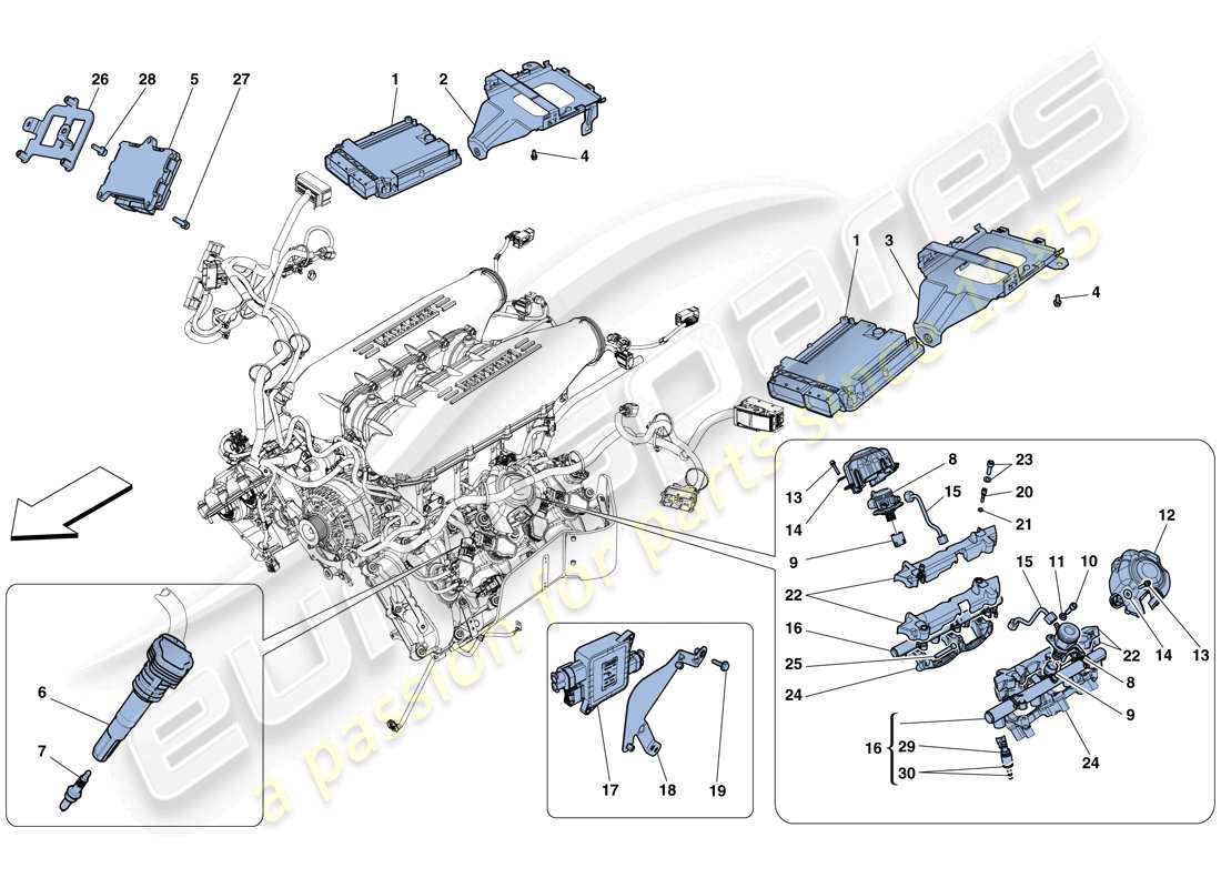 Ferrari 458 Speciale Aperta (RHD) injection - ignition system Parts Diagram