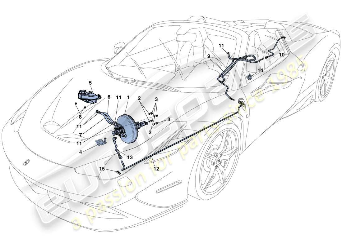Ferrari 458 Speciale Aperta (RHD) SERVOBRAKE SYSTEM Parts Diagram